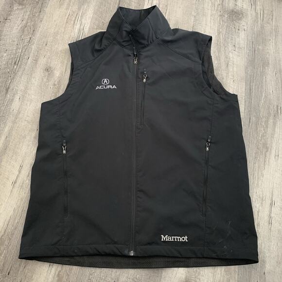 Marmot Vest Acura Mens Size XL Black Full Zip Soft Shell Embroidered Logo - Picture 1 of 9